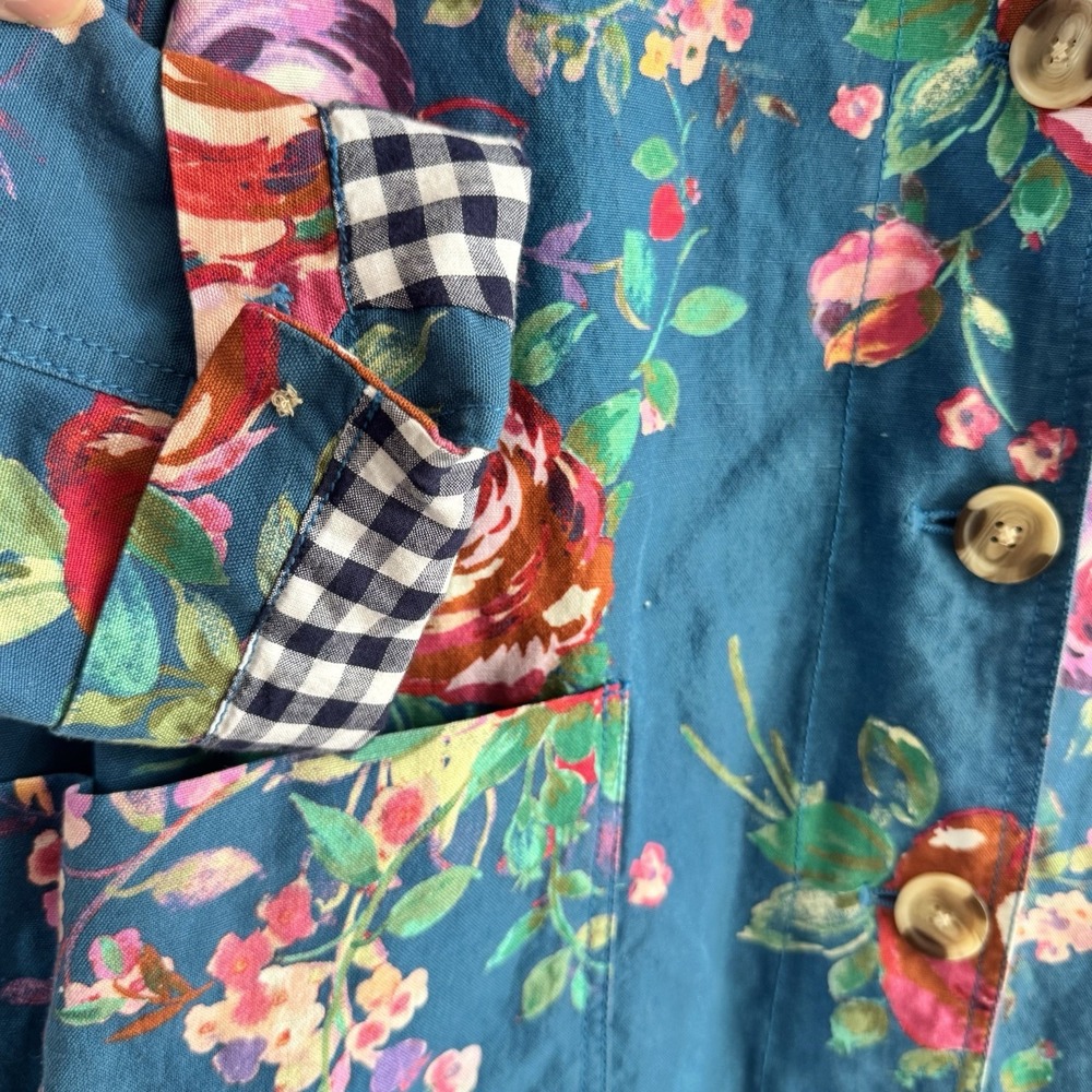 Sundance Blue Floral Duster Jacket with Red & Pink Roses - Picture 3 of 10